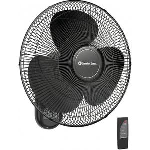 Comfort Zone 16-Inch Wall Mount Fan with Remote Control Quiet 3-Speed Oscillating Indoor Fan with 90 Wide-Angle Airflow, Timer & Sleep Modes Space-Saving Wall Fan for Bedroom, Home Gym & Office
