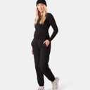 Roxy Women's Ember Textured Jogger Pant Fleece Lined, Hidden Drawstring Waist, Zipper Pockets (Black, XS)
