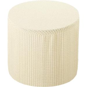 uxcell Ottomen Cover Round, Stretch Ottomen Slipcover Fit Diameter 9.8"-12.6", Non-Slip Footstool Protector Cover for Bedroom Cream