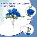 Geosar 8 Bundles Artificial Peonies Flowers Fake Silk Peony Bouquet Faux Peonies Flowers Bulk for Decoration Vase Floral Arrangements Wedding Party Table (Royal Blue,White)