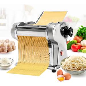 Dyna-Living Electric Pasta Maker Noodle Maker Machine Dough Spaghetti Roller Pressing Machine Thickness Adjustable Stainless Steel 135W for for Home Family Use (1.5mm round noodle+4mm flat noodle)