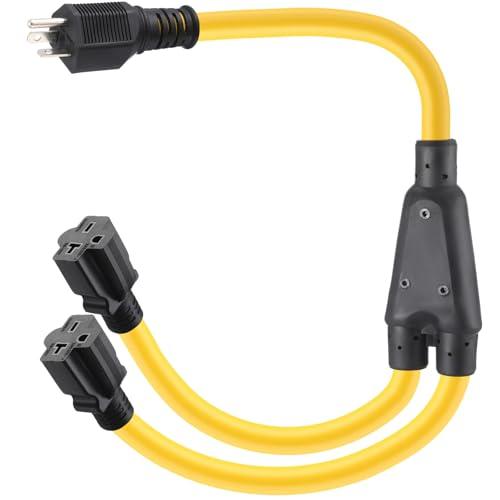 Saysurey 3FT NEMA 6-20 Y Splitter 6-20P Male Plug to 2X 6-20/6-15R Female Receptacle, 20 Amp 3 Prong Y Splitter Outlet Extension Cord for EV Dryer, Heavy Duty 10/3 AWG, 250V, ETL Listed
