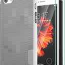 Case for iPhone SE (1st gen - 2016), Case for iPhone 5S with 2 Pack Tempered Glass Screen Protector, Contrasting Colors Ultra Slim One-Piece Anti-Slip Rugged Soft TPU Bumper Shockproof Case - Gray (Grey)