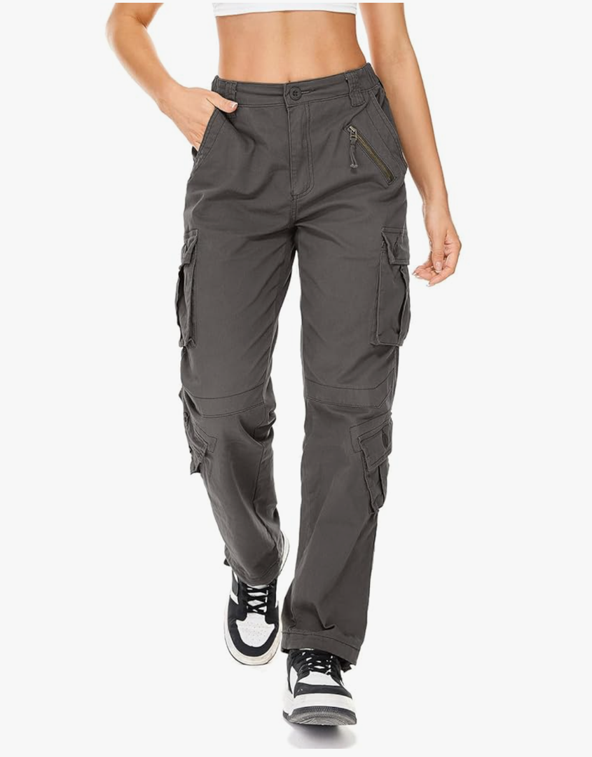 Womens Cargo Army Combat Work Pants with 8 Pockets Casual Cotton Ripstop Construction Pants size 12