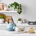 Le Creuset Enamel On Steel Demi Tea Kettle with Metal Finishes, 1.25 qt., Sea Salt