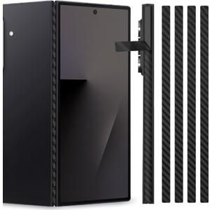 4 Pack for Samsung Galaxy Z Fold 7 Hinge Skin Wrap Using 3M Protector Phone Film Sticker Carbon Fiber Flexible Vinyl Thin Decal Protective for Side HD Clear (Black Carbon Fiber)