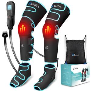 Leg Massager with Air Compression & Heat, Calf & Foot Massager for Circulation and Pain, Compression Boots with Video Wearing Guide, Update Controller with 6 Modes & 3 Heating Levels, Gift for Mom