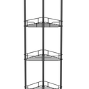 4 Tier Floor Standing Corner Shower Caddy Organizer Shelf with Hooks, Bathroom Shelves Stand Rack, Black