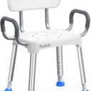 Widened Shower Chair for Inside Shower with Back & Arms,400 lbs Heavy Duty & Adjustable Shower Chair for Elderly and Disabled, Non-Slip Shower Seat, Tub Bath Chair, Tool-Free