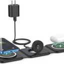 Wireless Charger 3 in 1,RTOPS Magnetic Travel Wireless Charging Station Multiple Devices,GaN 3 in 1 Charging Station,Compatible for iPhone16/15/14/13/Pro/Max,iWatch,AirPods4/3/2/Pro(Adapter Includes) (black)