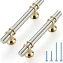 Ravinte Hardware 5 Pack 5 Inch Brushed Nickel & Gold Cabinet Pulls Handles Kitchen Cabinet Hardware Dresser Cupboard Handles Drawer Pulls 3 Inch CC