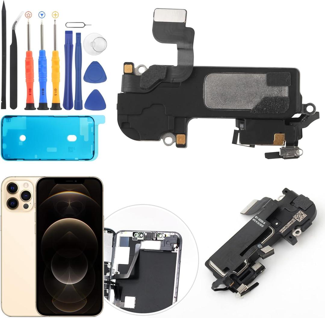 Earpiece Speaker for iPhone 12 Pro Max Ear Speaker Replacement for iPhone 12 Pro Max Speaker Replacement Light Proximity Sensor Flex Cable Earphone Speaker Assembly with Tools
