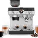 KRUPS Precision Espresso Coffee Machine with Grinder, Latte & Cappuccino Maker, Pump Pressure + Milk Frother Steam Wand, Adjustable Grind Settings for Barista-Quality Results, Stainless Steel & Black