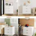 White Dresser for Bedroom, Modern Fluted 3 Drawer Dresser with Storage, Dresser Chest of Drawers with Gold Handles for Bedroom, Living Room, Closet, Hallway, 15.8" D x 23.6" W x 27.6" H