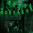 JMEXSUSS Halloween String Lights,15.2ft 30 LEDs Skeleton Hand String Lights Battery Operated, Halloween Lights Indoor & Outdoor for Cosplay Party Decor Home(Green)