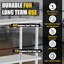 Double Overshelf Double Tier Stainless Steel Shelf 12 x 48 Inches, Adjustable Height Commercial 2 Tier Shelf 360lb Load Capacity for Prep & Work Table in Restaurant, Home and Kitchen