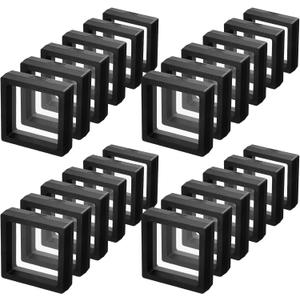 Queekay 60 Pcs 3D Floating Display Case 2.8 x 2.8 x 0.8 Inch Coin Frame Display Holder Stands for Antique Challenge Coins, Jewelry, Shells, Gems, Minerals, Rocks, Specimen, Pins(Black)