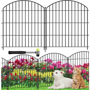Decorative Garden Fence 32in (H) x 22ft (L), Arched Rustproof Metal No Dig Fence for Dogs & Rabbit, Ornamental Animal Barrier for Flower Beds, Border Panels Fencing for Yard & Patio Outdoor Decor