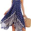 Chigant Women's 2026 Summer Dress Casual Boho Sundress Spaghetti Strap Swimwear Cover Up Beach Flowy Midi Vacation Dresses XXL