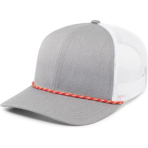 Pacific Headwear Unisex Adult Pacific Headwear Trucker Snapback Braid Cap Cotton Blend Mesh Hat, Pro Model Fit and Curved Visor for Everyday Wear (Gray)