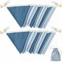 2 Strings Blue Pennant Banner Flags Nursery Garland Royal Linen Fabric Triangle Bunting Streamers for Baby's Room Decor Kids Boys Nautical Birthday Baby Shower Boho Wedding Event Party Decorations