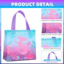 Selivaia 24 PCS Mermaid Gift Party Favor Bags with Handle Non Woven Goodie Bags Birthday Favor for Birthday Baby Shower Packaging Supplies Party Decoration