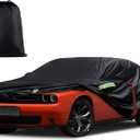 Car Cover Custom Fit for Dodge Challenger 2008-2025, Waterproof All Weather for Automobiles Full Exterior Cover Rain Sun Snow Protector with Door Zipper