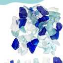 5LB Frosted Sea Glass Vase fillers Crushed Glass, Sea Glass Decor Ideal for Christmas DIY Craft, Aquarium Gravels, Home Decor Crushed Sea Glass Pieces for Beach Wedding, 0.7-3 Inch Mixed Blue