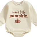 Adobabirl Baby Halloween Outfit Girl Boy Pumpkin Ghost Sweatshirt Romper Oversized Sweater Jumpsuit Cute Fall Winter Clothes (0-3 Months)
