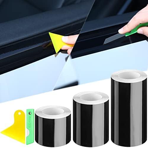 Marsui 3 Rolls 66 ft Vinyl Wrap for Car, Automotive Door Entry Guard Reflective Car Sill Adhesive Tape Protector for Chrome Delete Door Edge(2 inx32.8 ft, 2.8 inx16.4 ft, 4 inx16.4 ft,Vinyl)