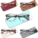 Fetrrc Reading Glasses Blue Light Blocking, Computer Glasses for Women Men, Fashion Square Eyeglasses 5 Pairs +3,75