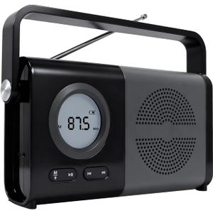 2026 Upgraded Digital AM/FM Radio & Portable Speaker - Bluetooth 5.4 with LCD Display, Battery Operated & Wall Plug-in,Headphone Jack - Easy to Use Gifts for Seniors (Portable Speaker)