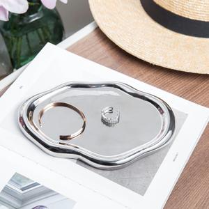 Cloud Trinket Dish, Chubby Jewelry Tray, Ceramic Jewelry Ring Trinket Dish for Rings Earrings Necklace Organizer, Mother's Day Thanksgiving Christmas Birthday Bridesmaid Gifts (Silver)
