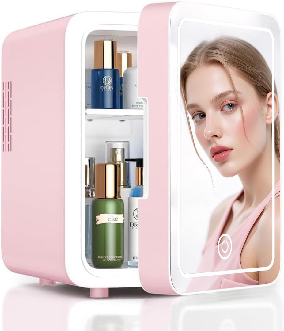 4L Makeup Mini Fridge for Bedroom, Car, Office & Dorm, Shell Pink