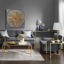 7Fisionart Sunburst Wall Art Gold Abstract Wall Decor Modern Radiant Color Pictures Paintings Grey Framed Artwork for Bedroom Living Room Kitchen Home Office 32"x32"