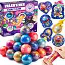 JOYIN 30 PCS Valentine Gift Cards with Slime, Galaxy Slime Stress Relief Fidget Toy for Kids Party Favor, Classroom Exchange Prizes, Valentine Party Favors