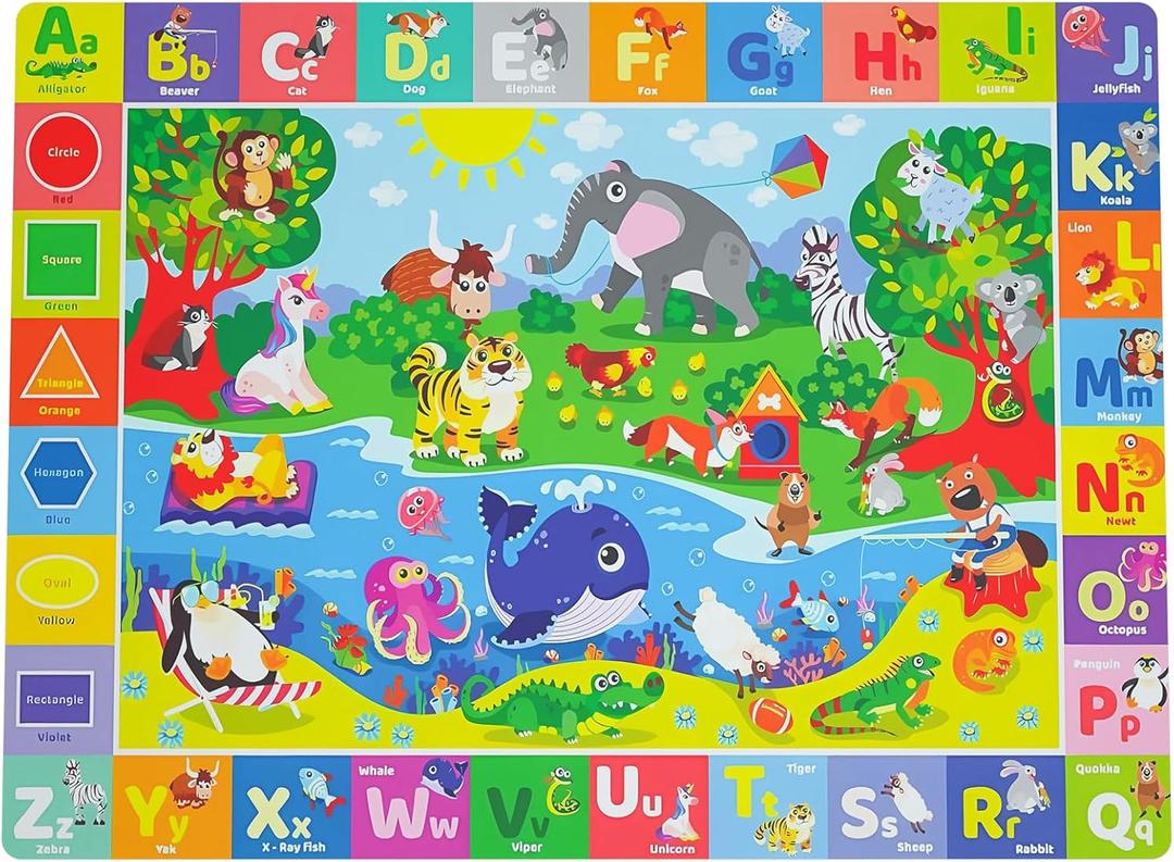 Baby Play Mat for Floor, Non-Slip Playmat for Toddlers & Infants, Extra Thick Large Padded Educational ABC Kids Rug for Crawling & Playing Super Soft Plush Surface to Keep Safe (40"x60") (3'4" x 5' (Rectangular), Typea)