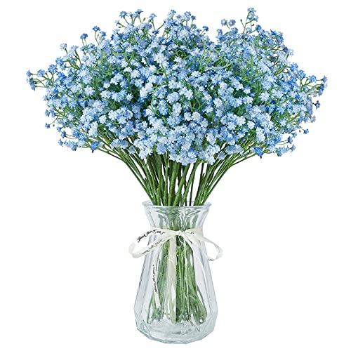LYLYFAN Babys Breath Artificial Flowers,12 Pcs Gypsophila Real Touch Flowers for Wedding Party Home Garden Decoration Blue