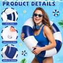 Gemscream 8 Pcs Large Inflatable Pool Floats for Adult 33.46 Inch Striped Swim Ring Toys Bulk Round Inflatable Swimming Pool Floating Tubes for Adults Teens Beach Summer Party, 35.43 Inch