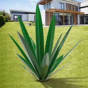Large Leaf Thickened Metal Agave Plant Outdoor Decoration Desert Courtyard Art Plant Garden Decoration Outdoor Metal Art Floral Gift (1, Green)