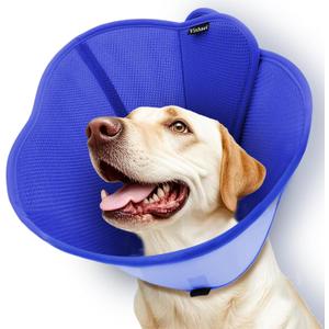 Upgraded Dog Cone Collar for Dogs After Surgery, Soft Breathable Pet Recovery Collar with Double-Layer Design, Adjustable Dog Cone Collar for Large Medium Dogs, Elizabethan Collar (M, Blue) (M (Neck: 13.8-15.7"))