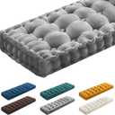 Geelin 48x18 Inch Bench Cushions for Indoor Furniture Chenille Velvet Gray Button Tufted Thicken Window Seat Pad Mat with Memory Foam Non Slip Long Floor Pillow for Entryway Dining Sofa Breakfast Nook
