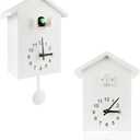 KEYPOWER Cuckoo Clock with Cuckoo Bird Voices, Pendulum, Timed Alarm, Bird House Wall Art for Living Room, Kitchen, Office (White)