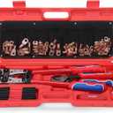 iCrimp Battery Cable Lug Crimping Tool Kit for 8-1/0 AWG,Cutter & Stripper | battery Terminal Crimper- 63pcs Copper Lugs & 25pcs Heat Shrink Tubes, Variable