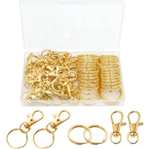 60 Pcs Premium Gold Swivel Clasps Lanyard Snap Hooks with Key Rings, Key Chain Clip Hooks Lobster Claw Clasps for Keychain Clip Lanyard, Jewelry Making, DIY Crafts