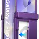ASAFCASE for Samsung Galaxy Z Flip 6 and Z Flip 7 FE Wallet Casewith Card Holder (3 Cards) & Outer Screen Protector & Hinge Protection, Shockproof Rugged & Fit Stylish Case Phone Cover, Dark Purple