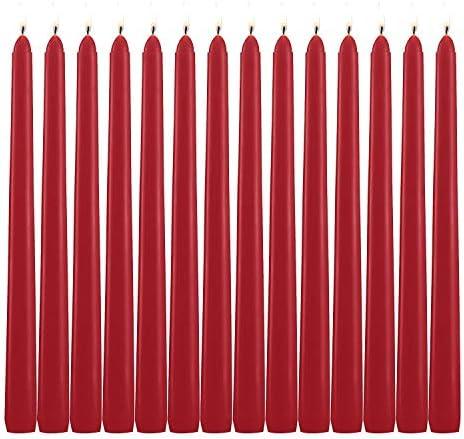 Grcdoyvl 9 Pack Tall Red Taper Candles - 10 Inch Red Dripless, Unscented Dinner Candle - Paraffin Wax with Cotton Wicks - 8 Hour Burn Time.
