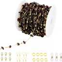 PAMIR TONG Handmade Natural Garnet Stone Beading Chain with Golden Plated Brass Findings for Bracelet Necklace Glass Mask Decoration Shoes Clothes Jewelry Making (CC59 Garnet)