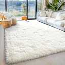 Area Rugs for Living Room 6x9, Ultra Soft Fluffy Rug for Bedroom, Modern Shaggy Carpets Fuzzy Rug for Girls Boys Room Home Indoor Nursery Teens Dorm Decor, Upgrade Non-Slip Durable, Cream White