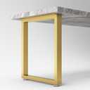 Metal Table Legs 28 inch Height x 17.7 inch Wide with Adjustable Protector Feet, Heavy Duty Metal Furniture Legs for Coffee Table, Cocktail Table, Square Tube Leg (Bear Up to 800lb), Gold, Set of 2 (H28"  W17.7", Square-gold)